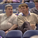 Former Bulls GM Jerry Krause sits in the stands with Tim Floyd, the man he tabbed to replace Phil Jackson as head coach of the Chicago Bulls.